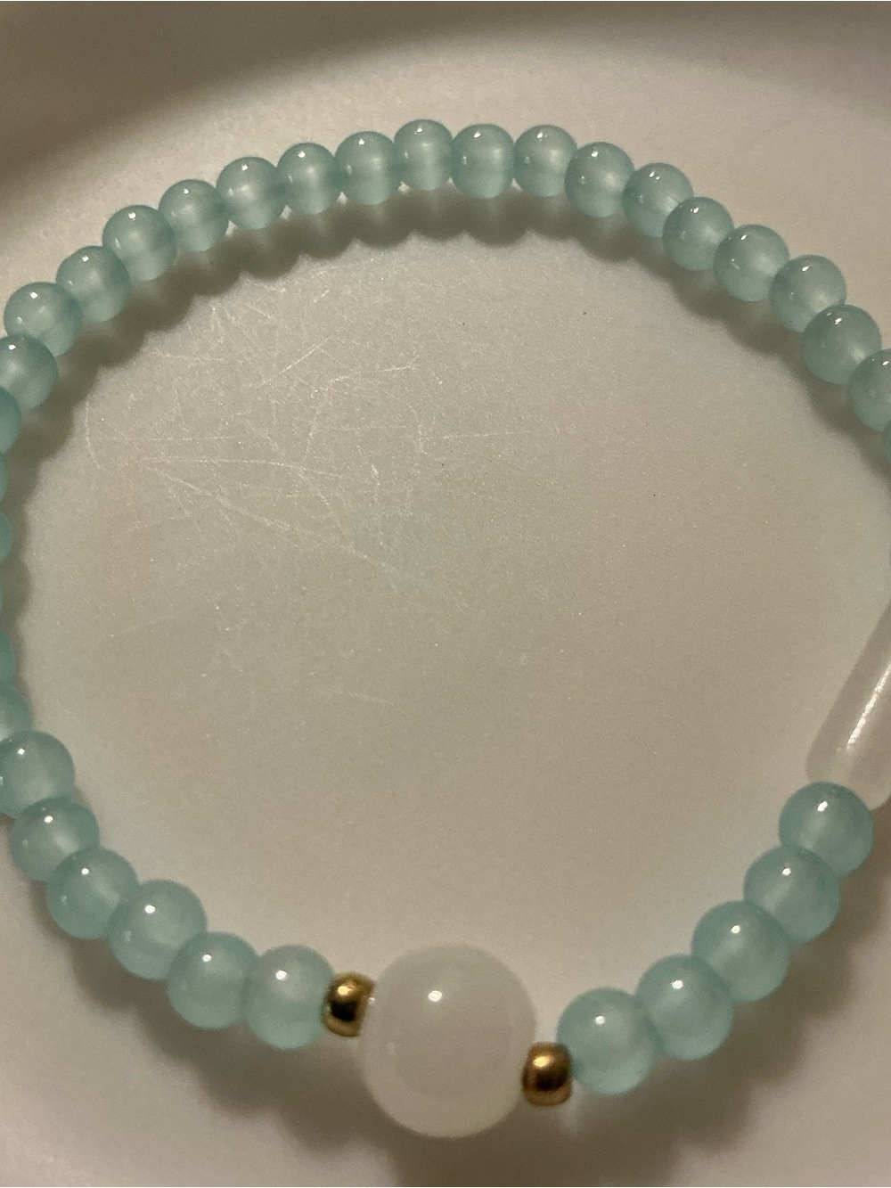 Light blue and white bead pretty simple bracelet